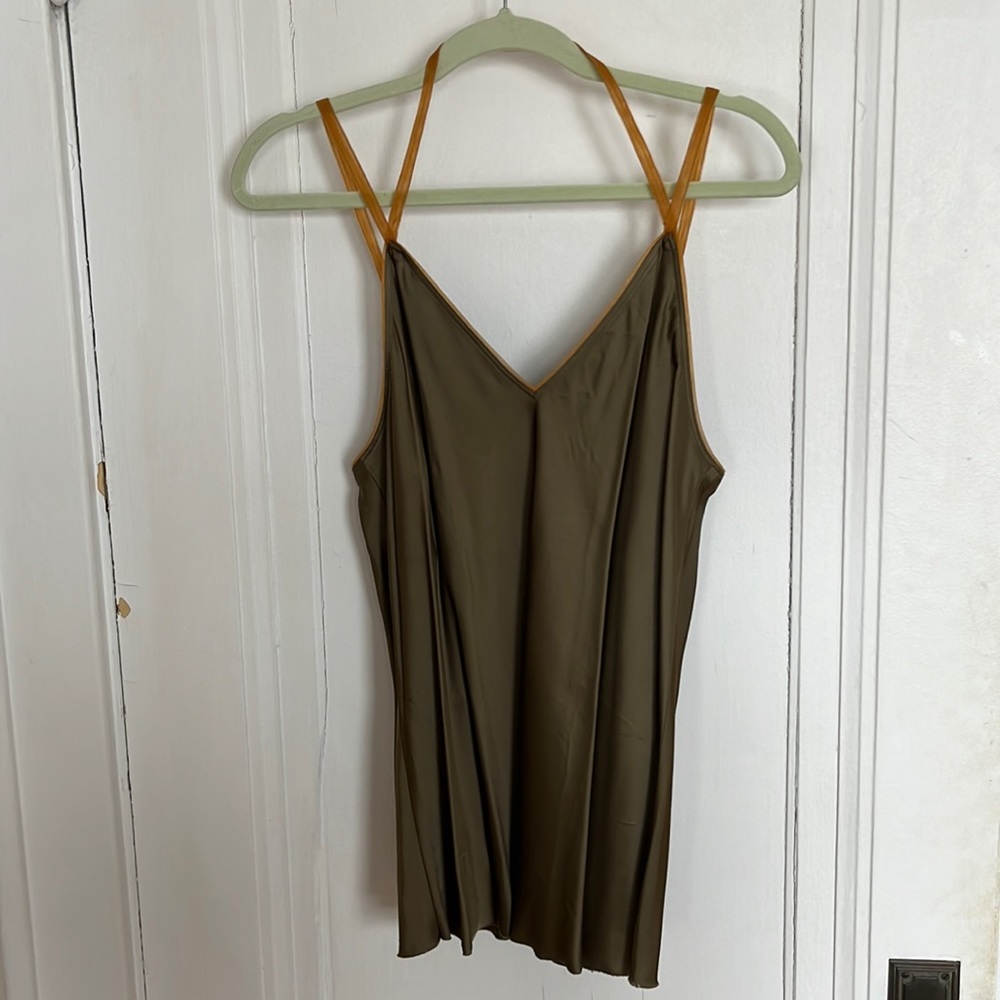 Large Helmut Lang Olive Green Slip Top